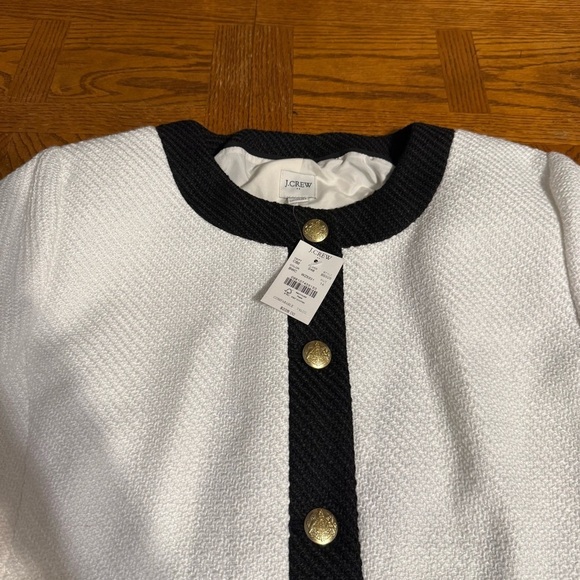 NEW J. Crew Factory Lady Tweed Jacket 14 Black White Gold Button Blazer Chic - Picture 15 of 16